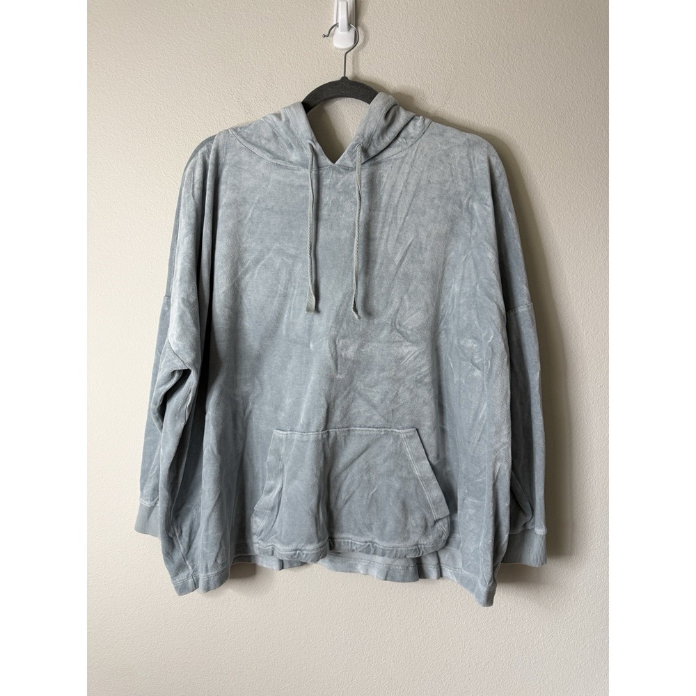 Eileen Fisher Women's 2X Blue Hooded Sweatshirt Organic Cotton Lyocell